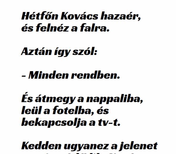 VICC: Hétfőn Kovács hazaér és felnéz a falra.