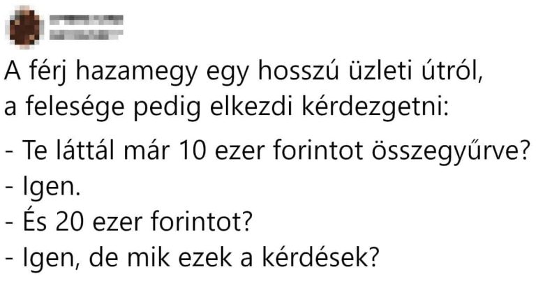 A férj hazamegy egy hosszú üzleti útról