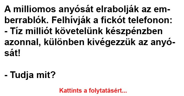 A milliomos anyósát elrabolják az emberrablók