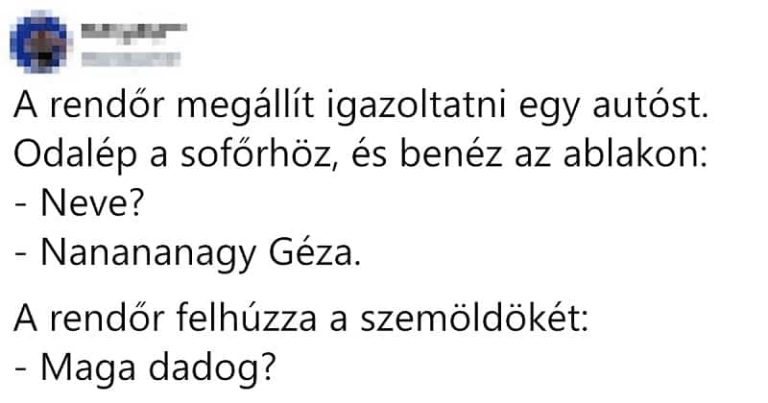 A rendőr megállít igazoltatni egy autóst