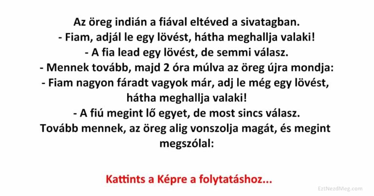Az öreg indián a fiával eltéved a sivatagban