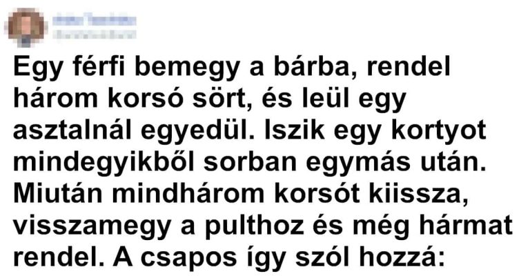 Egy férfi bemegy a bárba