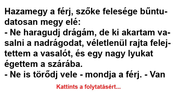Hazamegy a férj, szőke felesége bűntudatosan megy elé