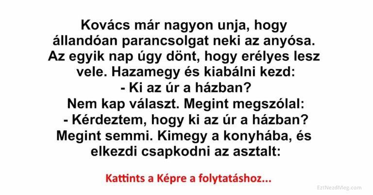 Kovács már nagyon unja, hogy állandóan parancsolgat neki az anyósa