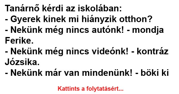 Tanárnő kérdi az iskolában