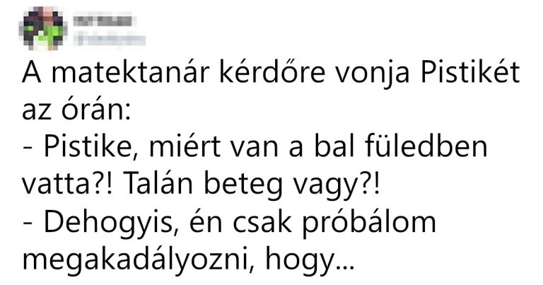 A matektanár kérdőre vonja Pistikét
