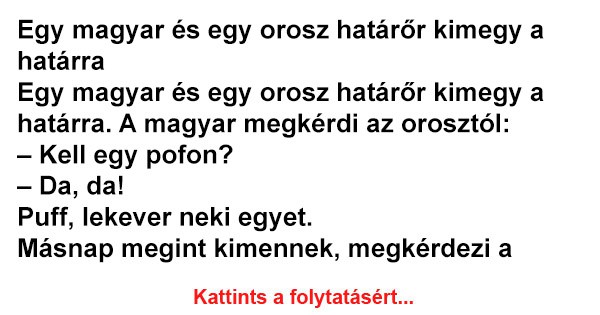 Egy magyar és egy orosz határőr kimegy a határra