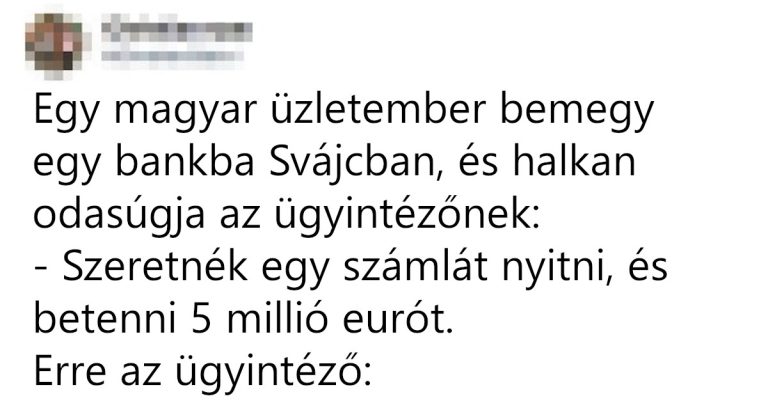 Egy magyar üzletember bemegy egy bankba
