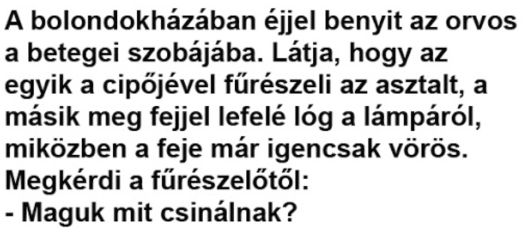 A bolondokházában éjjel benyit az orvos a betegei szobájába