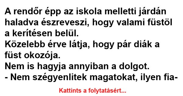 A rendőr épp az iskola melletti járdán haladva