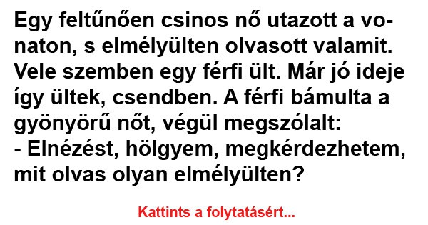 Egy feltűnően csinos nő utazott a vonaton