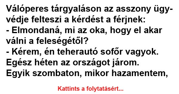 Válóperes tárgyaláson az asszony ügyvédje