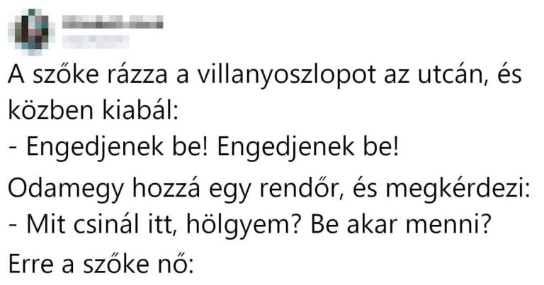 A szőke rázza a villanyoszlopot az utcán