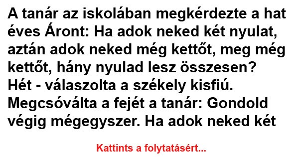 A tanár az iskolában megkérdezte a hat éves Áront