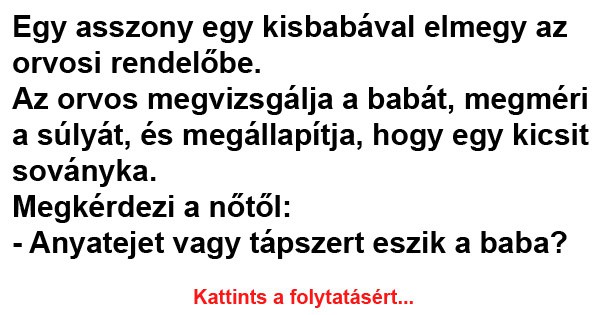 Egy asszony egy kisbabával elmegy az orvosi rendelőbe