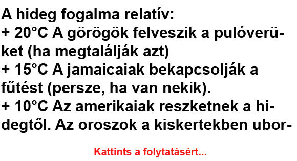A hideg fogalma relatív