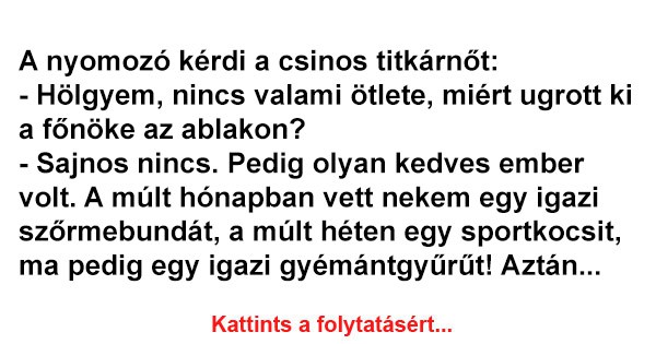 A nyomozó kérdi a csinos titkárnőt