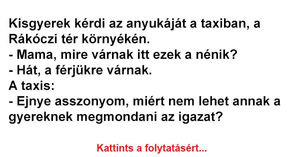Kisgyerek kérdi az anyukáját a taxiban, a Rákóczi tér környékén