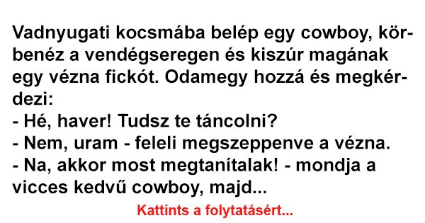 Vadnyugati kocsmába belép egy cowboy