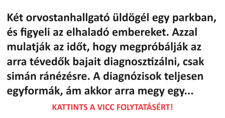 Két orvostanhallgató üldögél egy parkban, és figyeli az elhaladó embereket