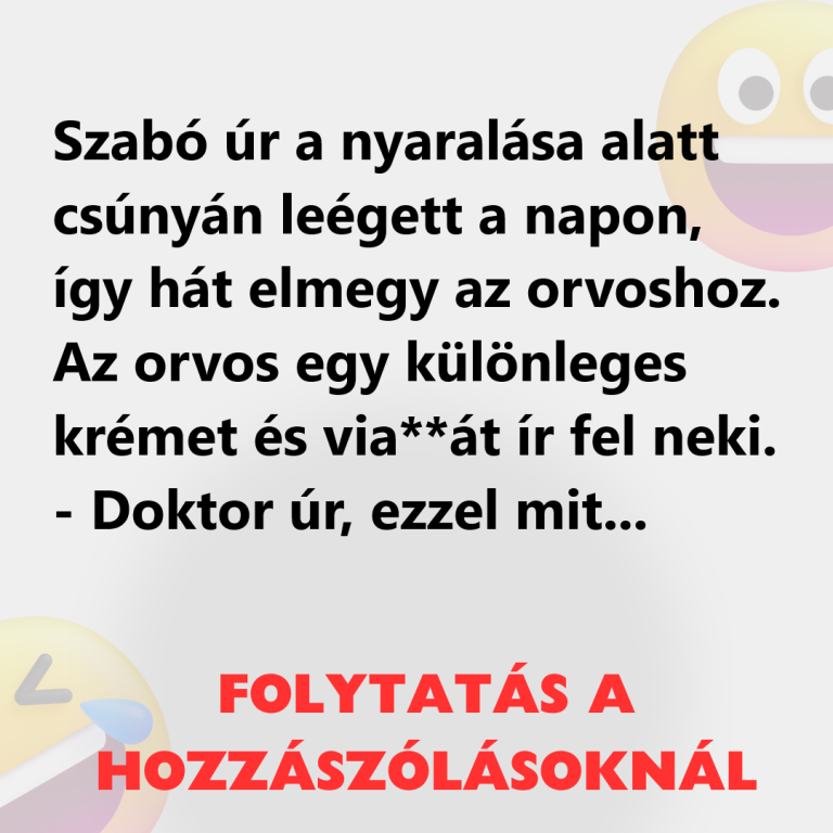 Szabó úr a nyaralása alatt csúnyán leégett a napon