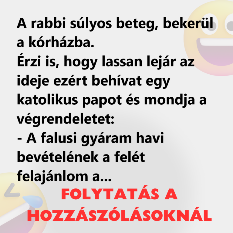 A rabbi súlyos beteg, bekerül a kórházba