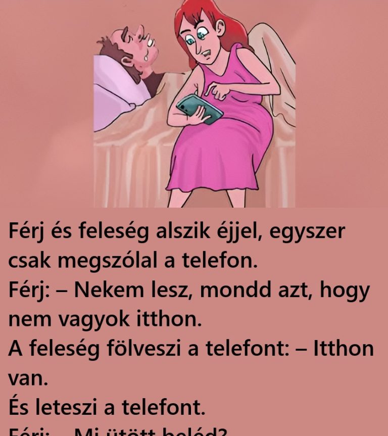 Férj és feleség alszik éjjel, egyszer csak megszólal a telefon