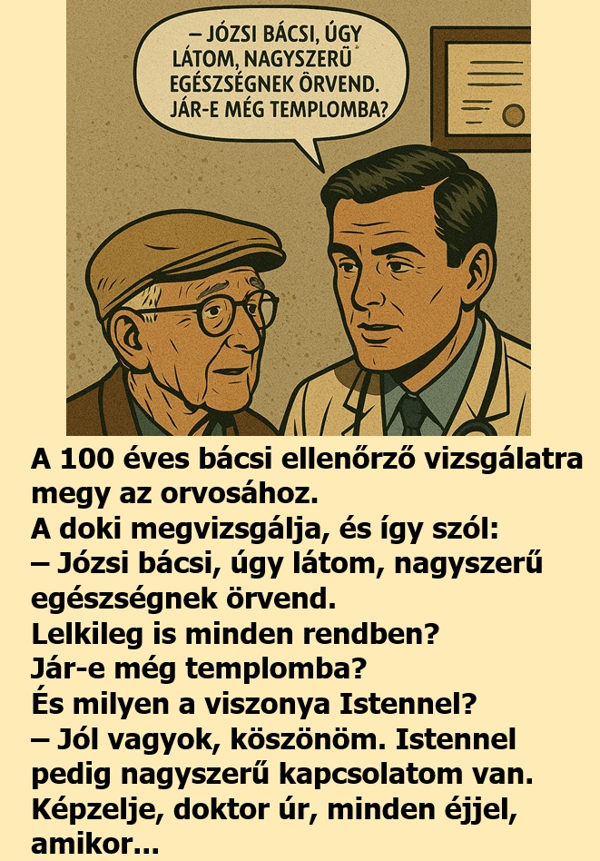 A 100 éves bácsi ellenőrző vizsgálatra megy
