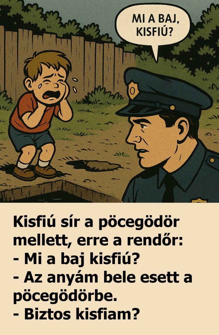 Vicc: Kisfiú sír a pöcegödör mellett