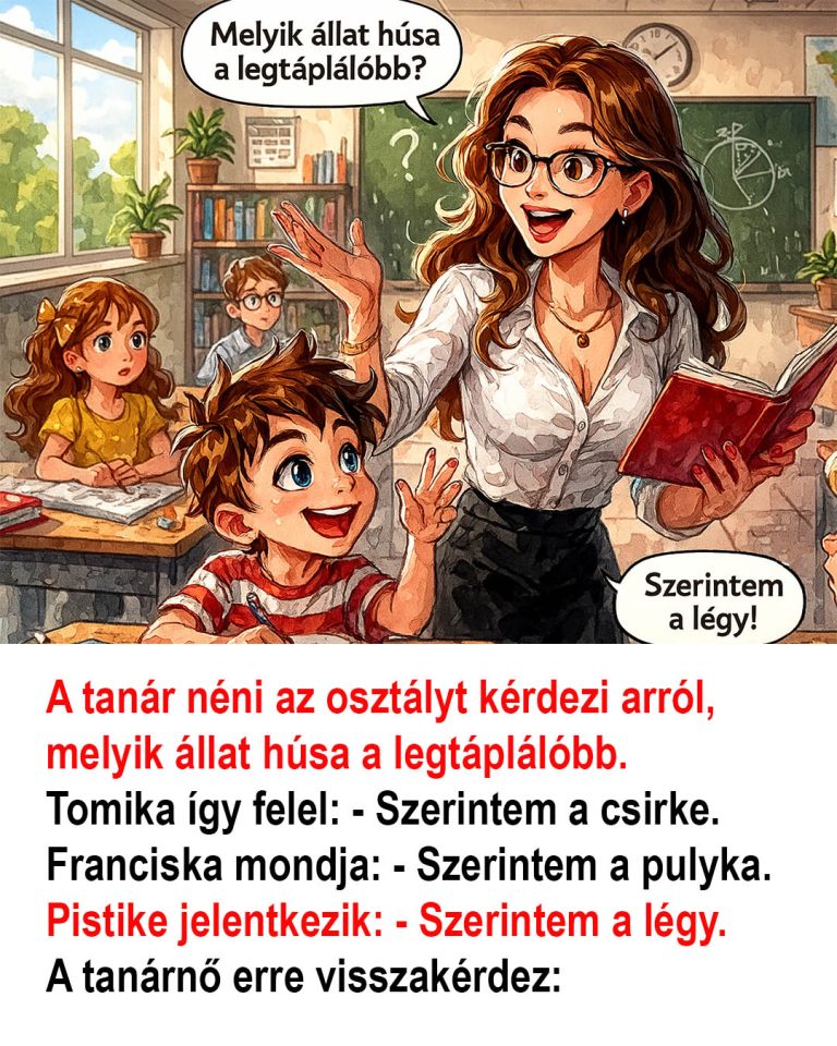 VICC: A tanár néni az osztályt kérdezi arról, melyik állat húsa a legtáplálóbb.