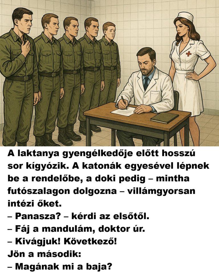 A laktanya gyengélkedője előtt hosszú sor kígyózik