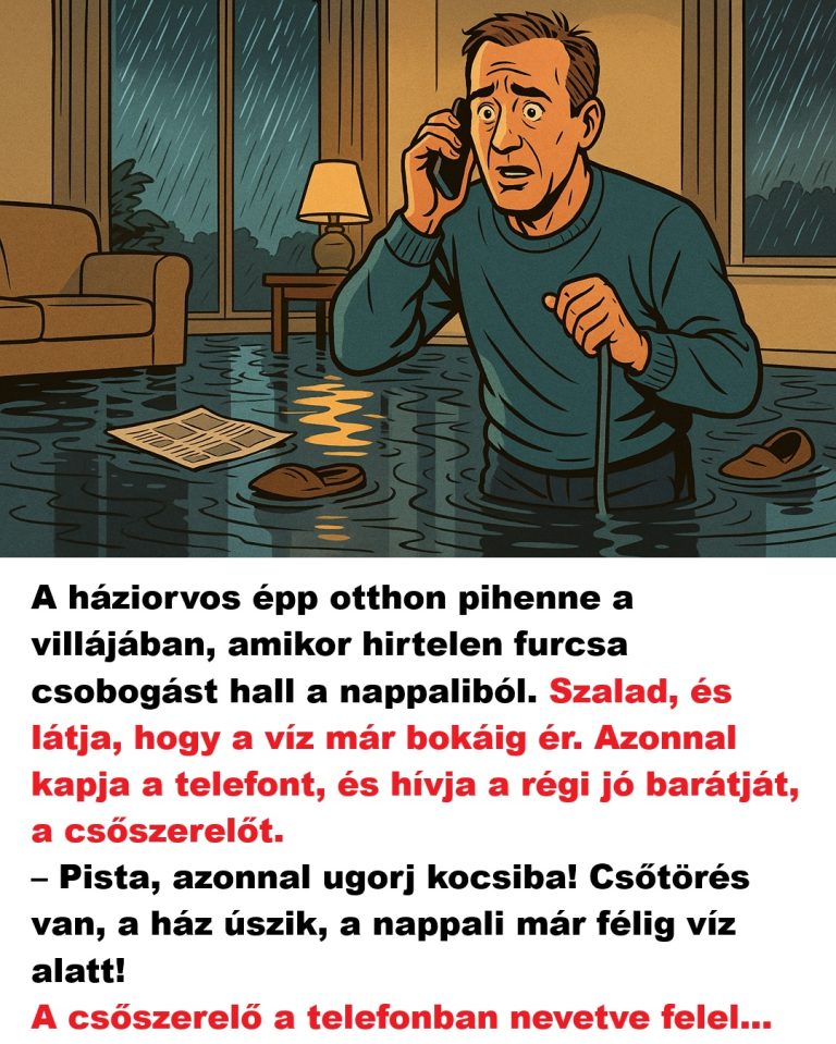 Egy esős szombat délután az orvos épp otthon pihenne