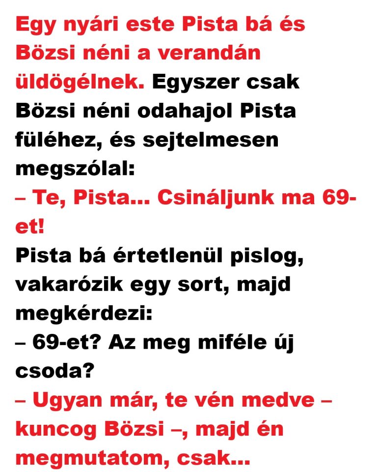 Egy nyári este Pista bá és Bözsi néni a verandán üldögélnek