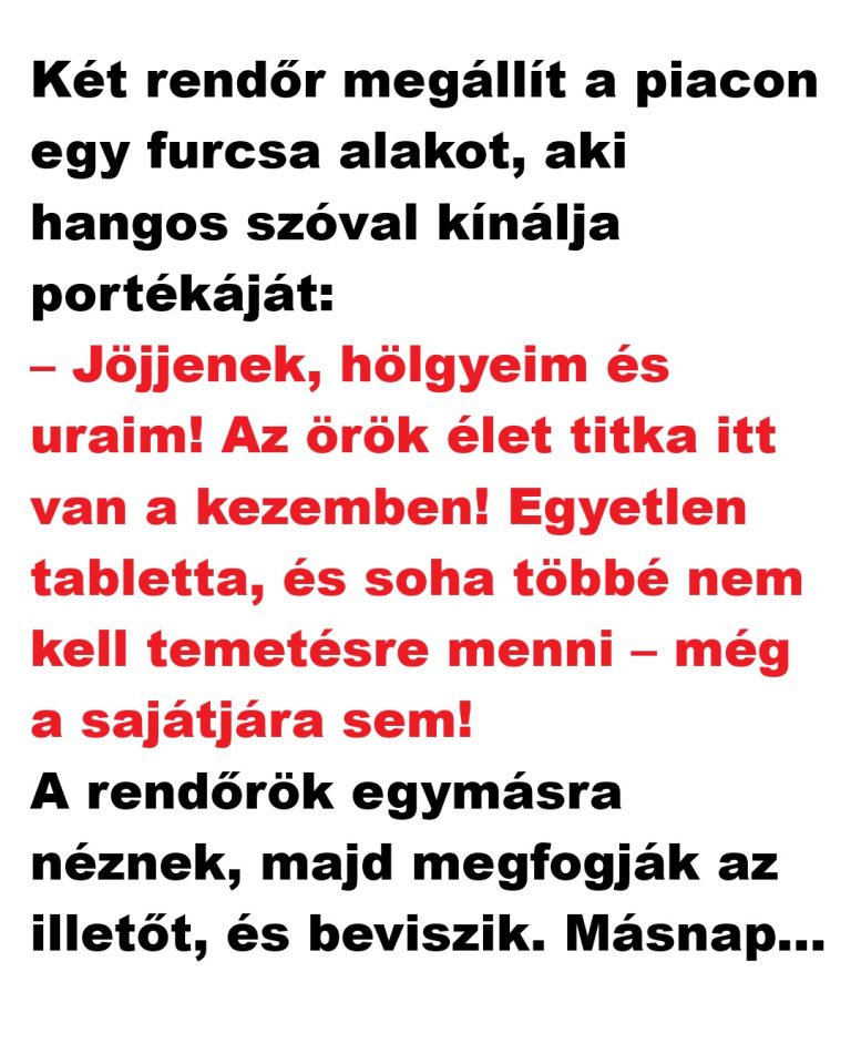 Két rendőr megállít a piacon egy furcsa alakot