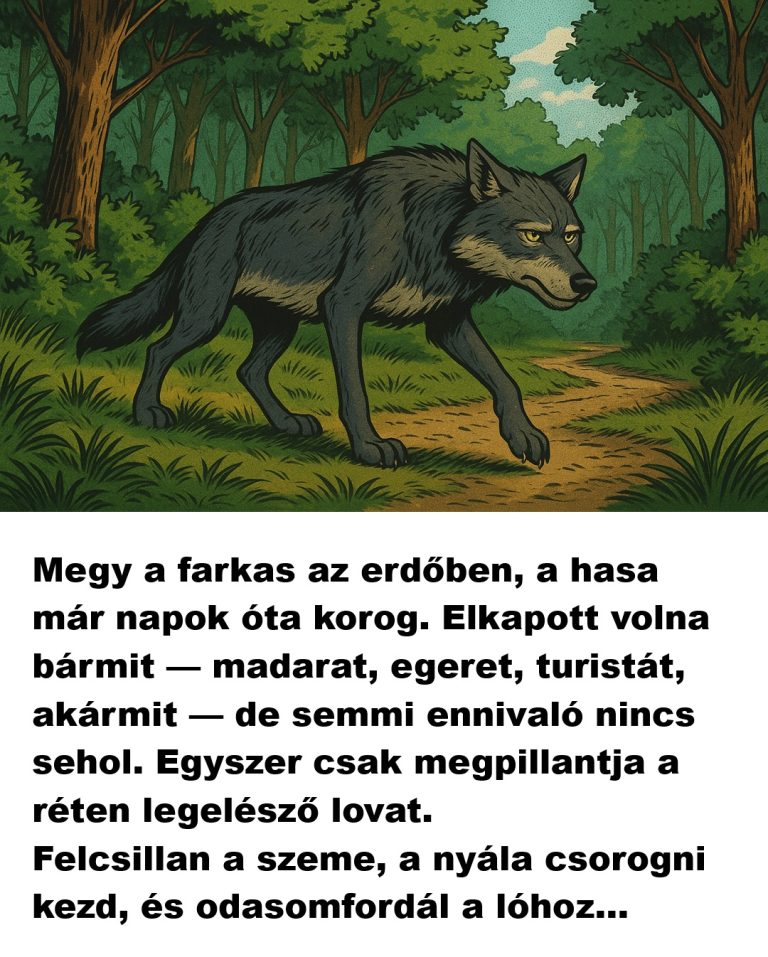 Megy a farkas az erdőben, a hasa már napok óta korog