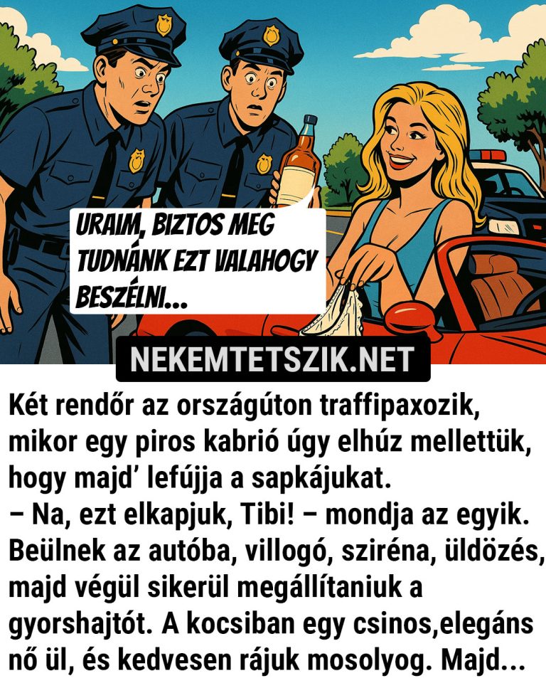 Két rendőr az országúton traffipaxozik