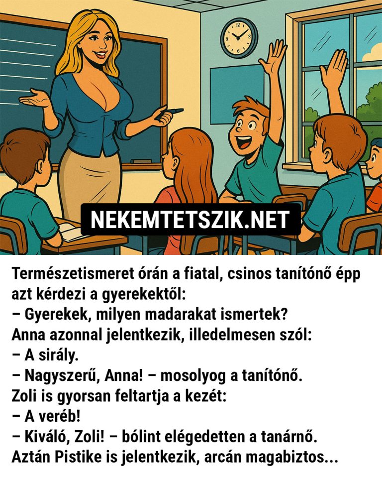 Természetismeret órán a fiatal, csinos tanítónő