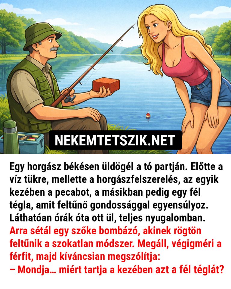 Egy horgász békésen üldögél a tó partján