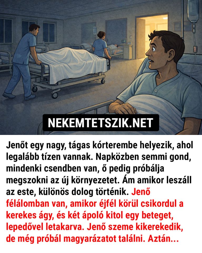 Jenőt egy nagy, tágas kórterembe helyezik