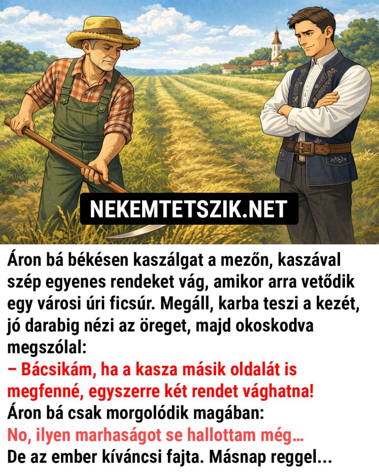 Áron bá békésen kaszálgat a mezőn
