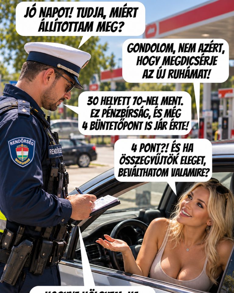 A büntetőpontok hallatán zavarba jött a sofőr, de szerencsére a rendőr helyretette